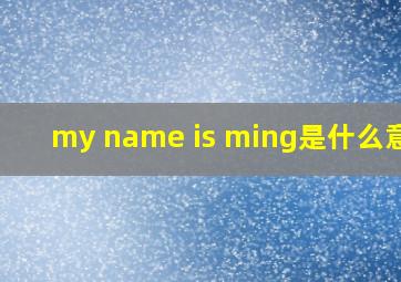 my name is ming是什么意思